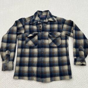 Vintage Pendleton Shirt Plaid 100% Wool Flannel Made in USA 70s *YOUTH MEDIUM*